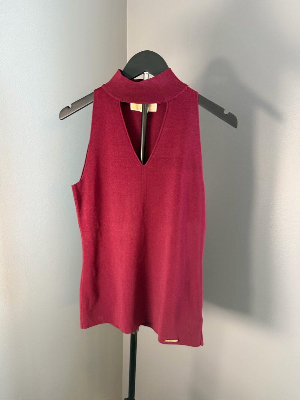 Michael Kors Sleeveless Mock Neck Tank Top — Burgundy